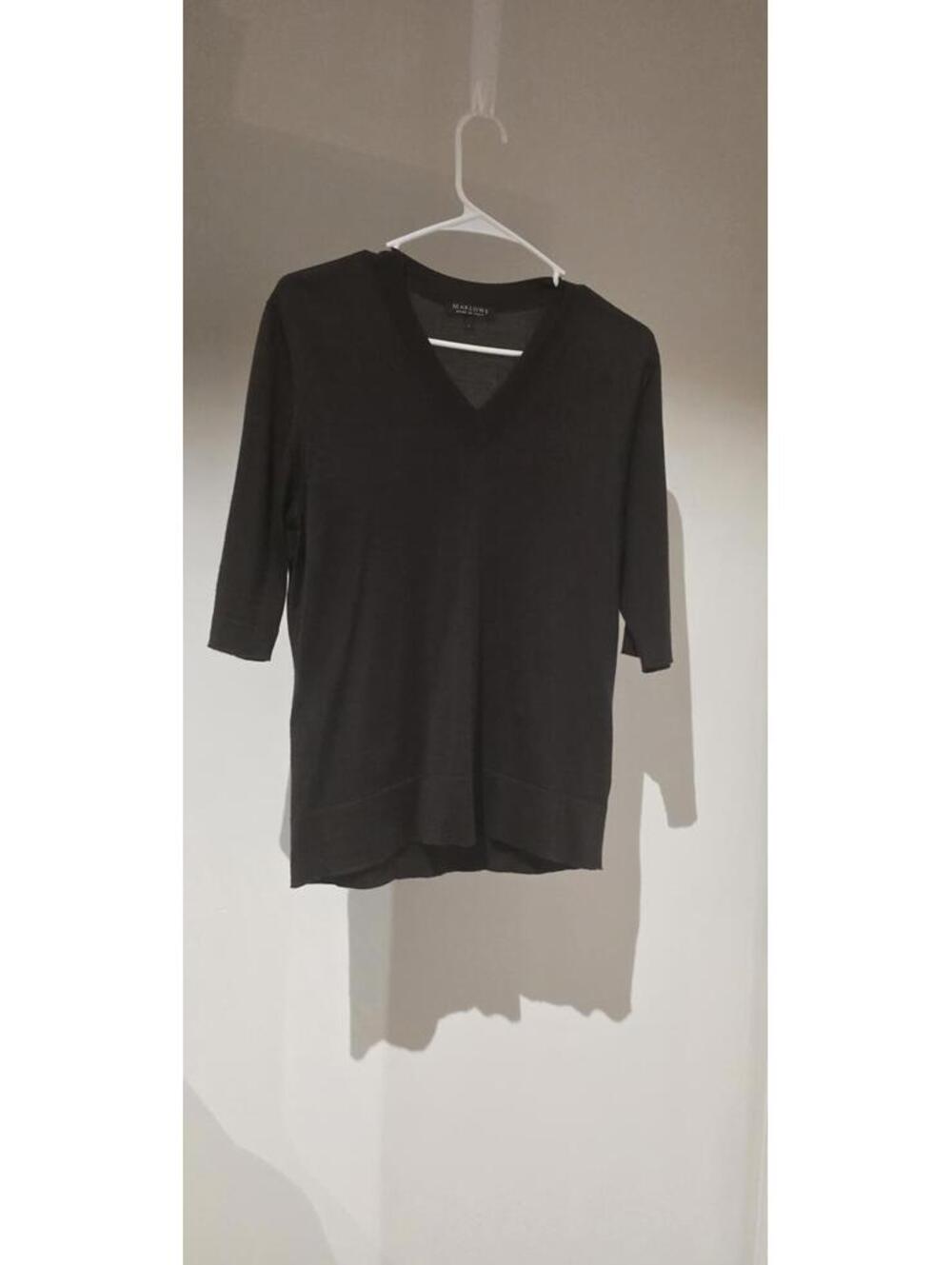 Marlowe Luxury Cashmere Silk V Neck Sweater Brown Made In Italy Size L